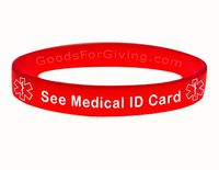 See Medical ID Card Bracelet Wristband - Red - 8-1/4 Inches - Large