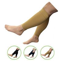 HealthyNees Shin 20-30 mmHg Compression Extra Wide Big Calf Leg Plus Size Sleeve (Beige, S/M)