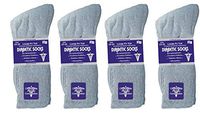 Diamond Star 12 Pairs Men's Physicians Approved Diabetic Crew Socks Soft Cotton Size 13-15 Big & Tall (Grey)