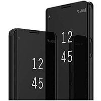 Case for Oppo R15x case Leather Cover Mirror Case Luxury Mirror Function Flip PU Leather Kickstand Stand Cover Shockproof Protective Case Bumper Cover for Oppo R15x (Black)