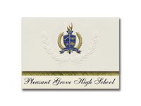 Signature Announcements Pleasant Grove High School (Elk Grove, CA) Graduation Announcements, Presidential style, Elite package of 25 with Gold & Blue Metallic Foil seal
