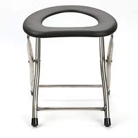 Zhong Folding Commode Chair Portable Toilet Seat Bearing 150 Kg - Black
