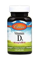 Carlson - Vitamin D3, 4000 IU (100 mcg), Vitamin D Supplements, Bone & Immune Health, Cholecalciferol Supplement, Gluten Free Vitamin D Capsules, 120 Softgels