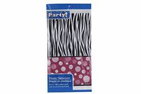 Pink Polka Dot Zebra Print Paper Plates & Napkin Set (2-pk Tablecovers)