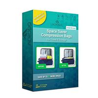 Acrodo Space Saver Travel Bags for Clothes - 10-pack for Compression Packing Organizer & Storage - No Vacuum Rolling Bag for Clothing