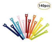 Pack of 140 Reusable Cable Ties Velcro, Fastening Cable Ties Microfiber Cloth Hook and Loop Cord Management Ties Wires Straps Assorted Color, 6 Inch