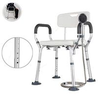 Old Man Shower Chair, Non-Slip Aluminum Shower Chair,Bathroom Chair Seat, with Backrest, with Armrests, 6-Speed Height Adjustable, for Elderly, Handicapped