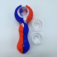 Unbreakable Honey Silicone Straw Pipe with Cleaner Cover and Decorative Bowl Interior. 9 Hole Bowl Design. Extra Storage Spot and Cleaner. with 2 Replacement Bowls… (Red/White/Blue)