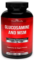 Glucosamine Sulfate Supplement (2000mg per Serving) with MSM - 240 Small Vegetarian Capsules - No Shellfish, GMO's or Harmful Additives