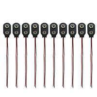 Academyus 10pcs Snap in 9V 9 Volt Battery Clip Connector Hard Shell I Type Black