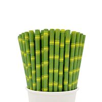 Easy Road 250-Pack Biodegradable Paper Straws Bulk - Bamboo Print for Party Supplies, Birthday, Wedding, Bridal/Baby Shower Decorations and Holiday Celebrations