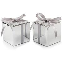 COTOPHER 60pcs Small Gift Boxes, Favor Boxes 2x2x2 inches Paper Gift Boxes with Ribbons Candy Box for Wedding Favors Baby Shower Bridal Shower Birthday Party (Metallic Silver)