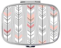 Feather Graphic Custom Silver Stylish, Slim Design Pill Box Holder，Rectangle Medicine Vitamin Organizer Pill case