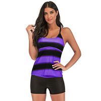 SADUORHAPPY Women’s Plus Size Swimwear Gradient Color Tankini Set Top with Shorts Low Waist Sports Swimsuit Bikini Purple