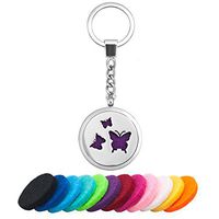 ShinyJewelry Butterfly Premium Aromatherapy Essential Oil Diffuser Locket Keychain Key Ring (02)
