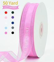 1 Inch Purple-Red Happy Birthday Silk Ribbon for Gift Wrapping 50 Yards Chiffon Organza Ribbon for Kids Party Supplies Baby Shower Decoration Bouquet Wrapping