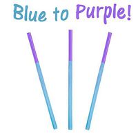 9" Fun Color Changing Party Drinking Straws! Reusable, Recyclable Plastic Drinking Favors! (Blue to Purple, 15)