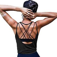 Xia&Han Women Activewear Tops Backless Shirts Racerback Blouse Sleeveless Tee Tunics Pullover Tank Vest Black