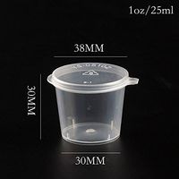 50Pcs/lot 1/1.5 Ounce Small Plastic Disposable Sauce Cups Food Storage Containers Clear Transparent Package Boxes + Lids (1 ounce)