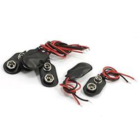 Leather Black Red Long Cable Connection 9V Battery Clips Connector Buckle 5Pcs