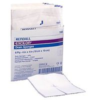 Kendall Excilon Split Drain Sponges - Sterile 6 Ply 4'x4', 2/pk - 50/bx