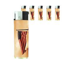 Vintage American Flag Set of 5 Lighters D3 Patriotic Freedom American Heroes Veterans