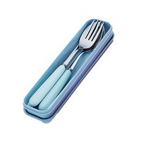 Stainless Steel Chopsticks Spoon Fork Cutlery Set Ceramic Tableware Set Portable with Case for Travel Home Camping Blue