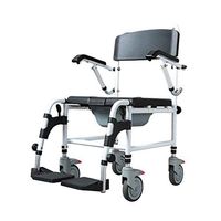 BINZHI Elderly Bedside Toilet Seat ，with Rolling Wheels Aluminum Alloy Mobile Durable Waterproof Shower Transport Folding Toilet Seat Chair Bedside Toilet (Size : 55x86x (93-101) cm)