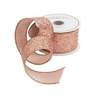 Caspari 1.5 Inch Wide Rose Gold Glitter Ribbon - Three 15 Ft. Spools