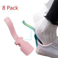 Lazy Shoe Helper - Handled Shoe Horn - Portable Shoe Lifting Helper,Easy to Put On and Take Off high Heels or Leather Shoes, Sock Slider Handled Shoe Horn for Seniors, Elderly, Disabled (pink8)