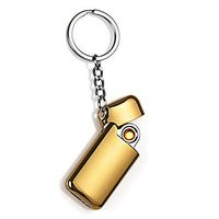 USB Lighter Mini USB Lighters Portable Rechargeable Flameless Windproof Double Sides Keychain Eelectronic Lighter (Gold)