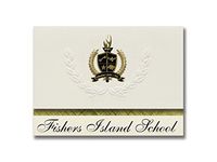 Signature Announcements Fishers Island School (Fishers Island, NY) Graduation Announcements, Presidential style, Basic package of 25 with Gold & Black Metallic Foil seal