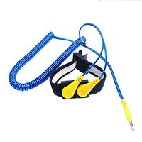 Anti Static Wrist Straps, DC Head Double Loop Anti-Static Bracelet Blue PU Cable Anti-Static Wrist Strap Cord Anti-Static Wrist Strap Discharge Band