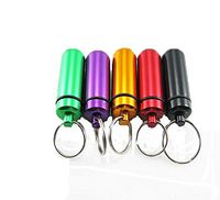 EUBUY 1pcs Assorted Color Waterproof Compact Metal Pill Box Case Holder Container Capsule Bottle Keyring Keychain