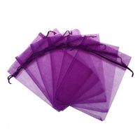 KUPOO Lot of 50 4" x 6"Drawstring Organza Pouch Strong Wedding Favor Gift Candy Bag (Purple)