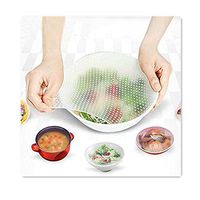 jcspmall 4pcs Set Reusable Silicone Food Wraps Seal Cover Stretch Multifunctional Food Fresh Keeping Saran Wrap Kitchen Tools