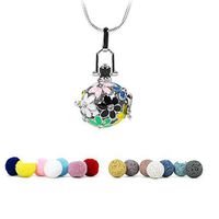 KroO Aromatherapy Essential Oil Diffuser Necklace, 24" Sterling Silver Necklace, 7 Lava Stone and Cotton Balls | Daisy