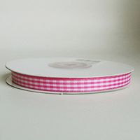 Polyester Gingham Ribbon, 3/8-inch, 25-Yard (Hot Pink)