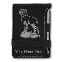 Mini Notepad, Bighorn Sheep, Personalized Engraving Included (Black with Silver)