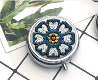 Compact 3 Compartment Medicine Case, Pill Box for Pocket or Purse Pill Box Decorative Pill Case with Gift Box - Pai Sho Inspired Avatar The Last Airbender Pendant Jewelry
