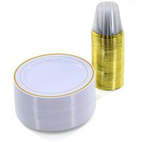 50 Pieces Plastic Plates Dinner Plates Compostable Plates For Party Wedding Includes: 25 Dessert Plates 7.5"|25 Cups (25 Sets Small Plates)