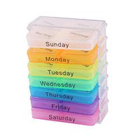 uxcell Plastic Outdoor Travel 28 Compartments Detachable Weekly Medicine Pill Box Multicolor
