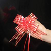 Christmas Gift Pull Bows, Wedding Gift Wrap Pull String Bows, Gift Knot with Ribbon Strings, Set of 10, Red