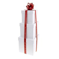 Homeford Holiday White Square Nested Gift Boxes, 5, 6 and 7-Inch, 3-Piece