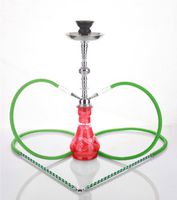 2 hose 21" Fahem Red Hookah Shisha Nargila water glass vase pipes smoke sale