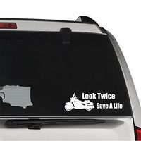 Look Twice Save A Life Motorcycle Motorbike PERMANENT Vinyl Decal Sticker For Laptop Tablet Helmet Windows Wall Decor Car Truck Motorcycle - Size (05 Inch / 13 Cm Wide) - Color (Gloss White)