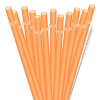 Dakoufish 12 Piece 9 Inch Reusable Plastic Thick Drinking Straws BPA Free Mason Jar Straws Plain Color