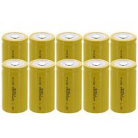 10x Exell D Size 1.2V 5000mAh NiCD Flat Top Rechargeable Batteries for meters, radios, hybrid automobiles, high power static applications (Telecoms, UPS and Smart grid), radio controlled devices