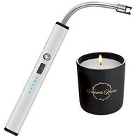 Lighters, Upgraded Candle Lighter USB Electric Plasma Lighters Long Rechargeable Flexible Flamless Windproof for Candles, Camping, Stove, Fireworks, Charcoal Grill, BBQ,etc (Gray)