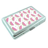 Watermelon Em10 Hip Silver Cigarette Case Id Holder Metal Wallet 4" X 2.75" RFID Protection